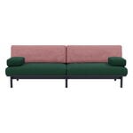 TAKT T19 Spoke Sofa with armrests, black blue oak - dark green - rose, vista 1