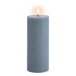 Uyuni Lighting LED pillar candle, 7,8 x 20 cm, rustic texture, hazy blue