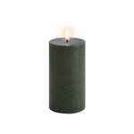 Uyuni Lighting Bougie pilier LED, 7,8 x 15 cm, texture rustique, vert olive