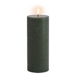Uyuni Lighting Bougie pilier LED, 7,8 x 20 cm, texture rustique, vert olive