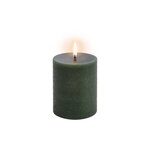 Uyuni Lighting Bougie pilier LED, 7,8 x 10 cm, texture rustique, vert olive