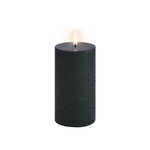 Uyuni Lighting LED pillar candle, 7,8 x 15 cm, rustic texture, pine green