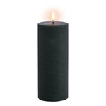Uyuni Lighting LED pillar candle, 7,8 x 20 cm, rustic texture, pine green