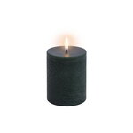 Uyuni Lighting LED pillar candle, 7,8 x 10 cm, rustic texture, pine green