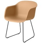 Muuto Fiber armchair, sled base, ochre - black
