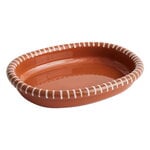 HAY Barro oval dish, L, natural teracotta with stripes