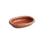 HAY Barro oval dish, S, natural teracotta with stripes