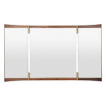 GUBI Vanity wall mirror, 3 panels, walnut - brass