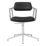Vipp 453+ Swivel chair, polished frame - black leather, with gliders, product image