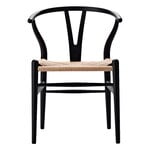 Carl Hansen & Søn CH24 Wishbone-stol, mjuk svart - naturlig snöre