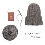 Myssyfarmi Muffi KnitKit for beanie, Kivi, nat stone grey