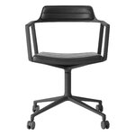 Vipp 452 Swivel tuoli, musta - musta nahka, pyörät, näkymä 1
