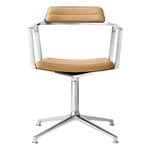 Vipp 452 Swivel tuoli, kiillotettu runko - camel nahka, jalkatallat, näkymä 1