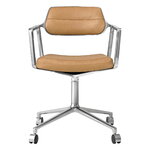 Vipp 453 Swivel tuoli, kiillotettu runko - camel nahka, pyörät, näkymä 1
