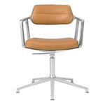Vipp 453+ Swivel chair, polished frame - camel leather, with gliders, product image