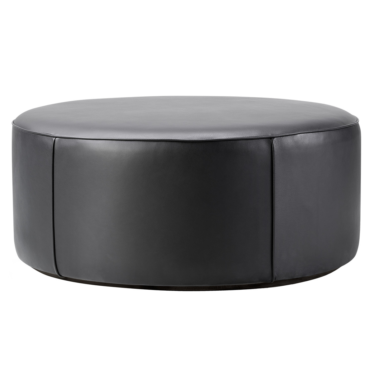 Fredericia Mono Pouf 90 Cm Black, Black Leather Round Ottoman