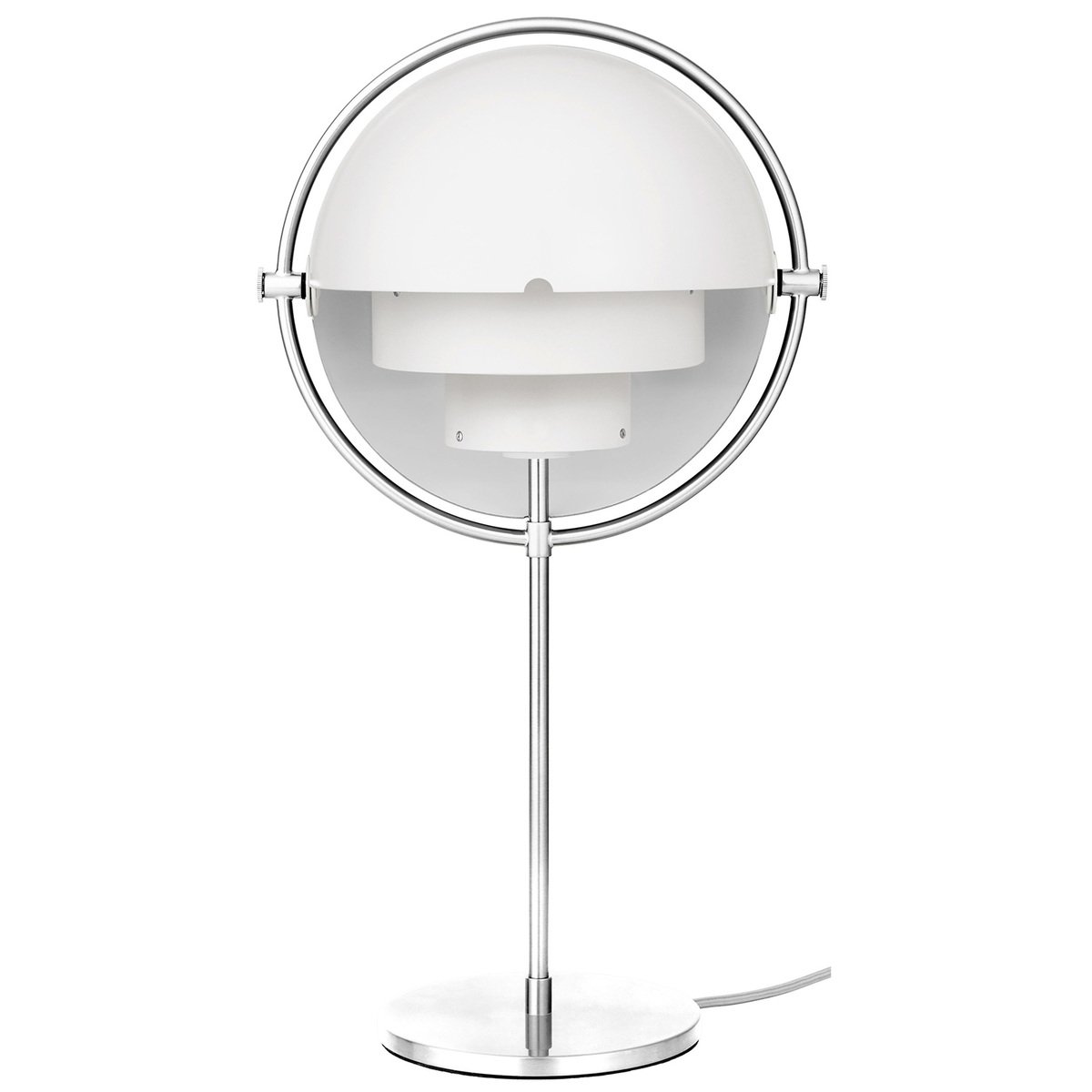 Gubi Multi-Lite Table Lamp, Chrome - White Semi Matt