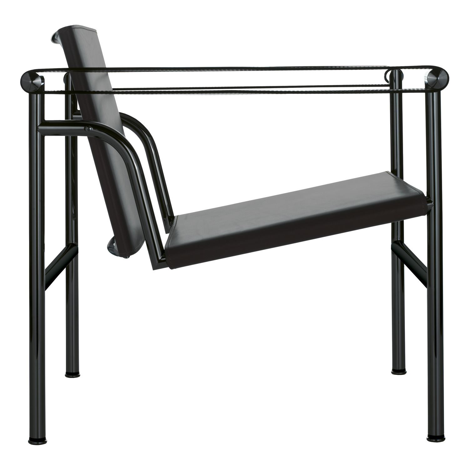 1 Fauteuil dossier basculant armchair, black - black leather