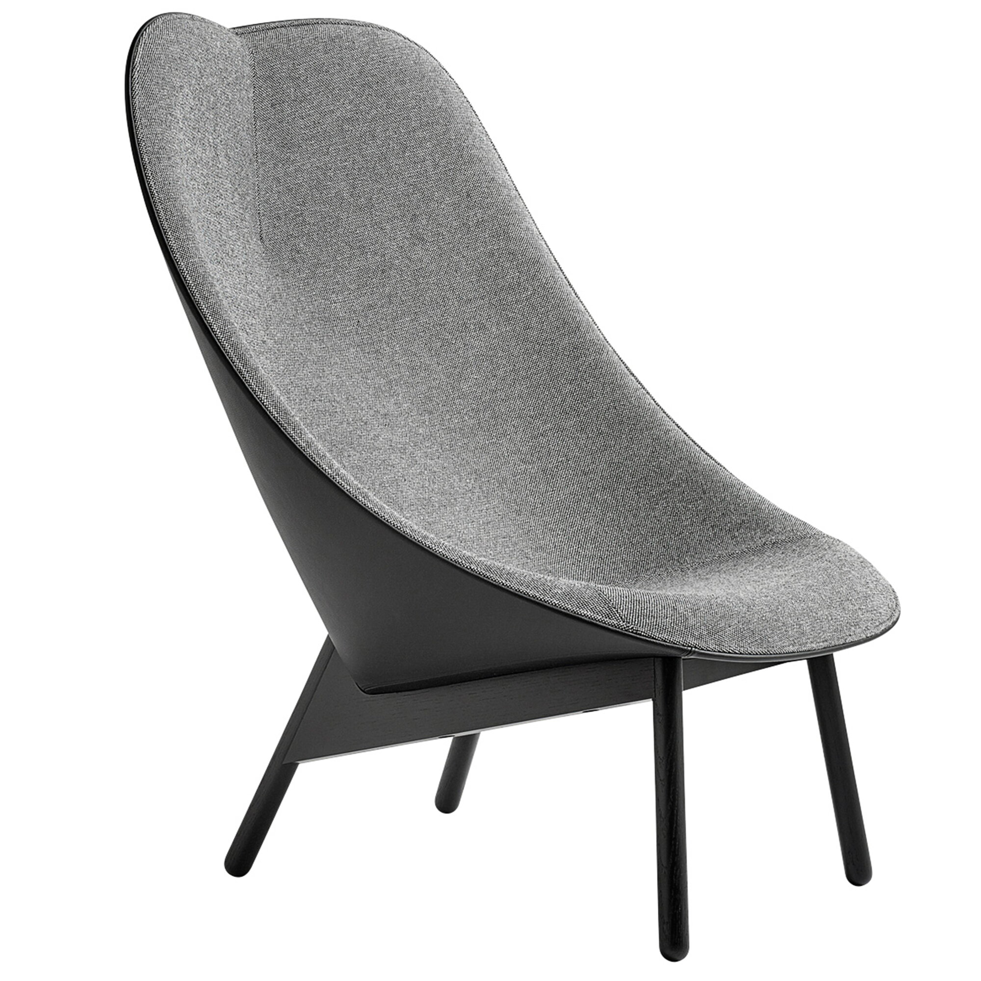 HAY Uchiwa lounge chair, black legs, black leather Hallingdal