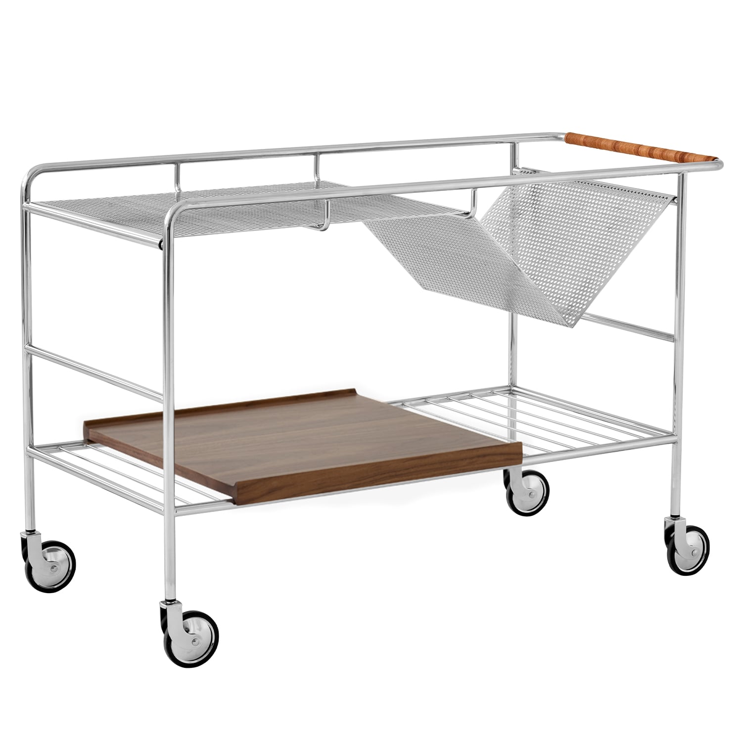 &Tradition Alima NDS1 trolley, chrome - lacquered walnut | Finnish