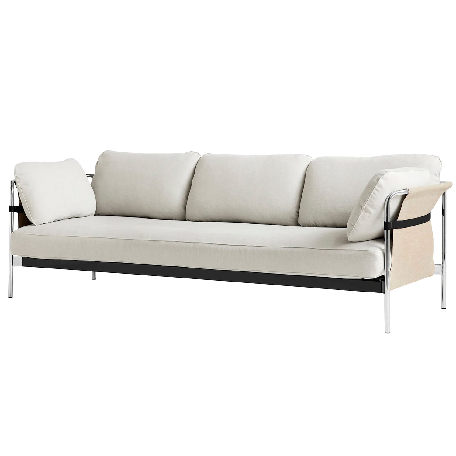 HAY Can sofa, 3-seater, Linara 311 - natural canvas - chrome frame