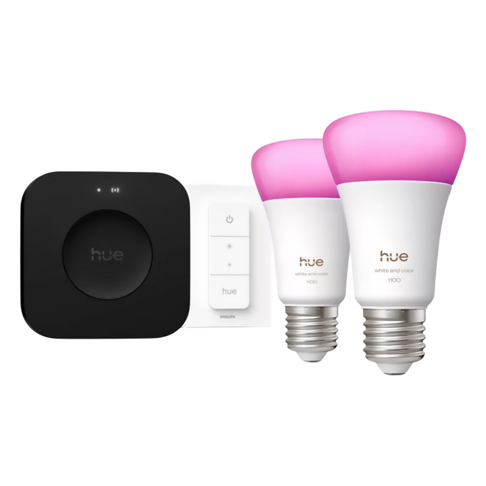Philips Hue Starterspakket White Filament E27-3 Hue Filament Lampen, Dimmer Switch en Bridge - Eenvoudige Installatie - Werkt met Alexa en Google Home