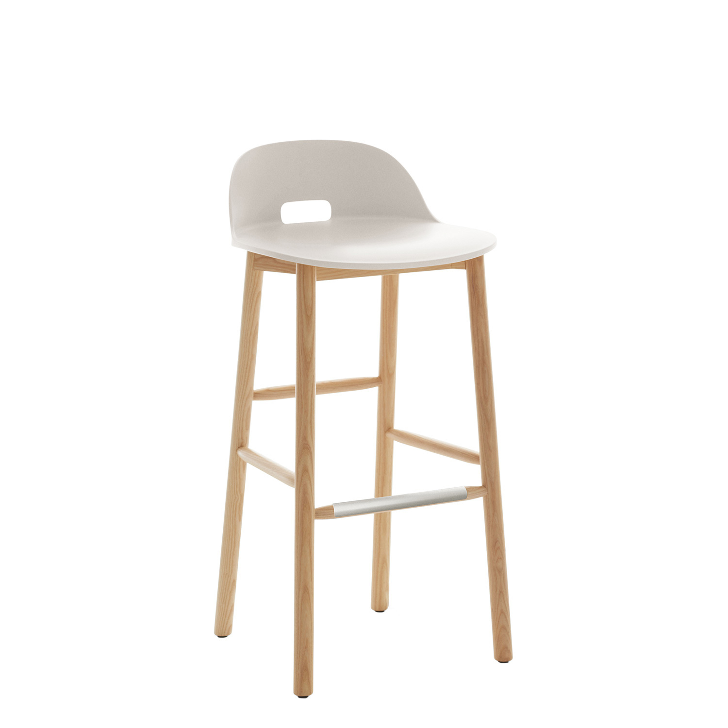 Emeco Alfi bar stool, low back, white - natural ash | Finnish