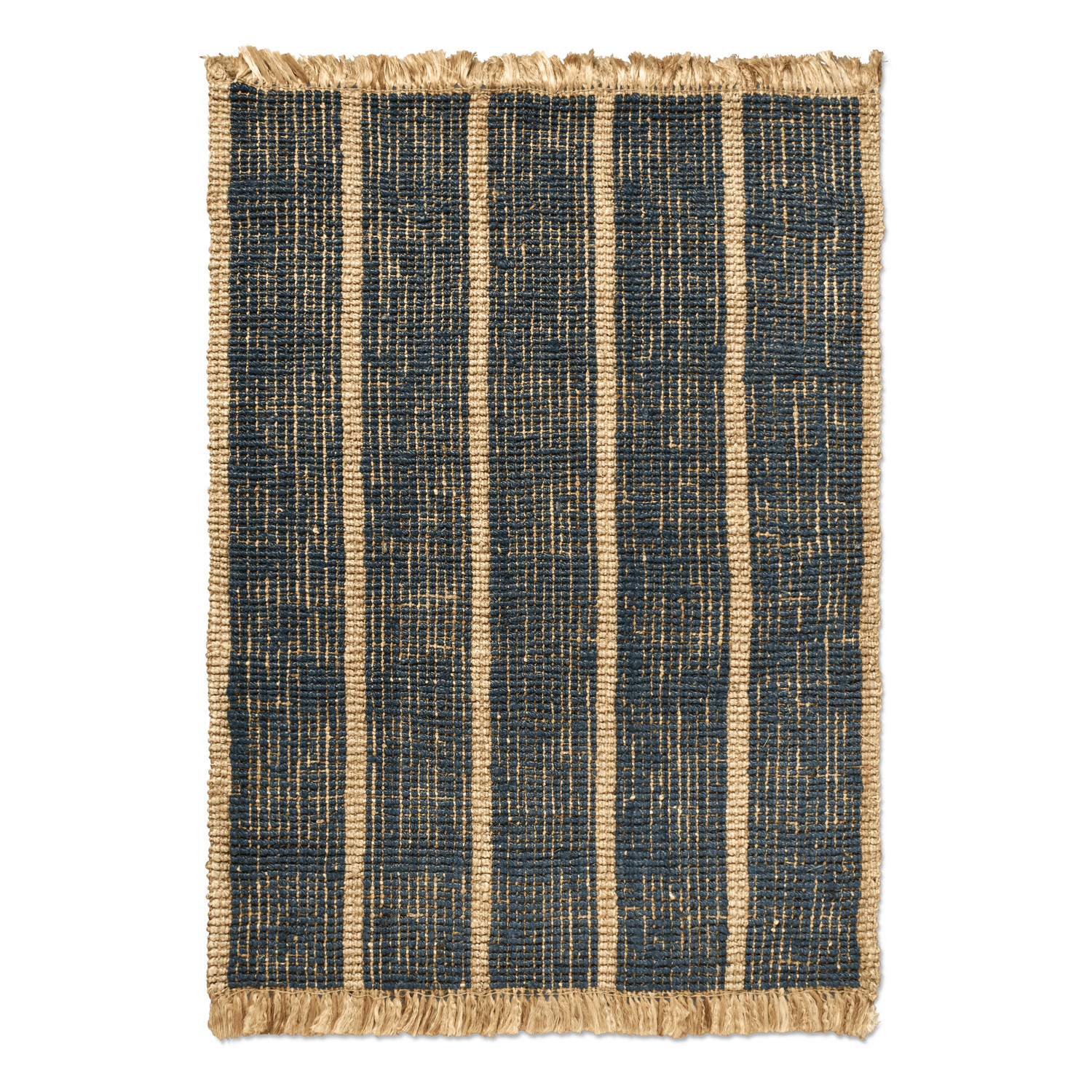 Ferm Living Athens Stripes rug, 140 x 200 cm, natural - ink blue ...
