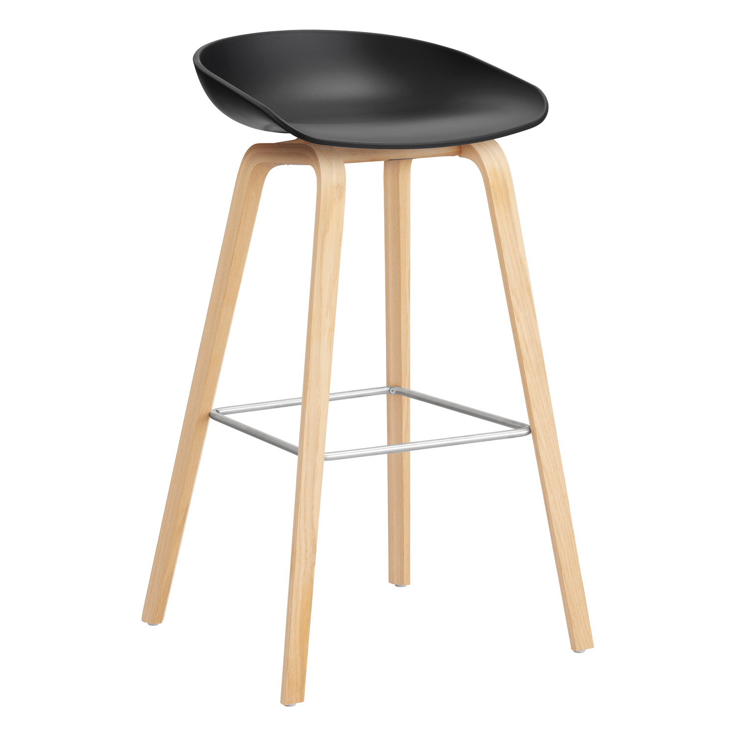 HAY About A Stool AAS32, 75 cm, black 2.0 - soaped oak - steel
