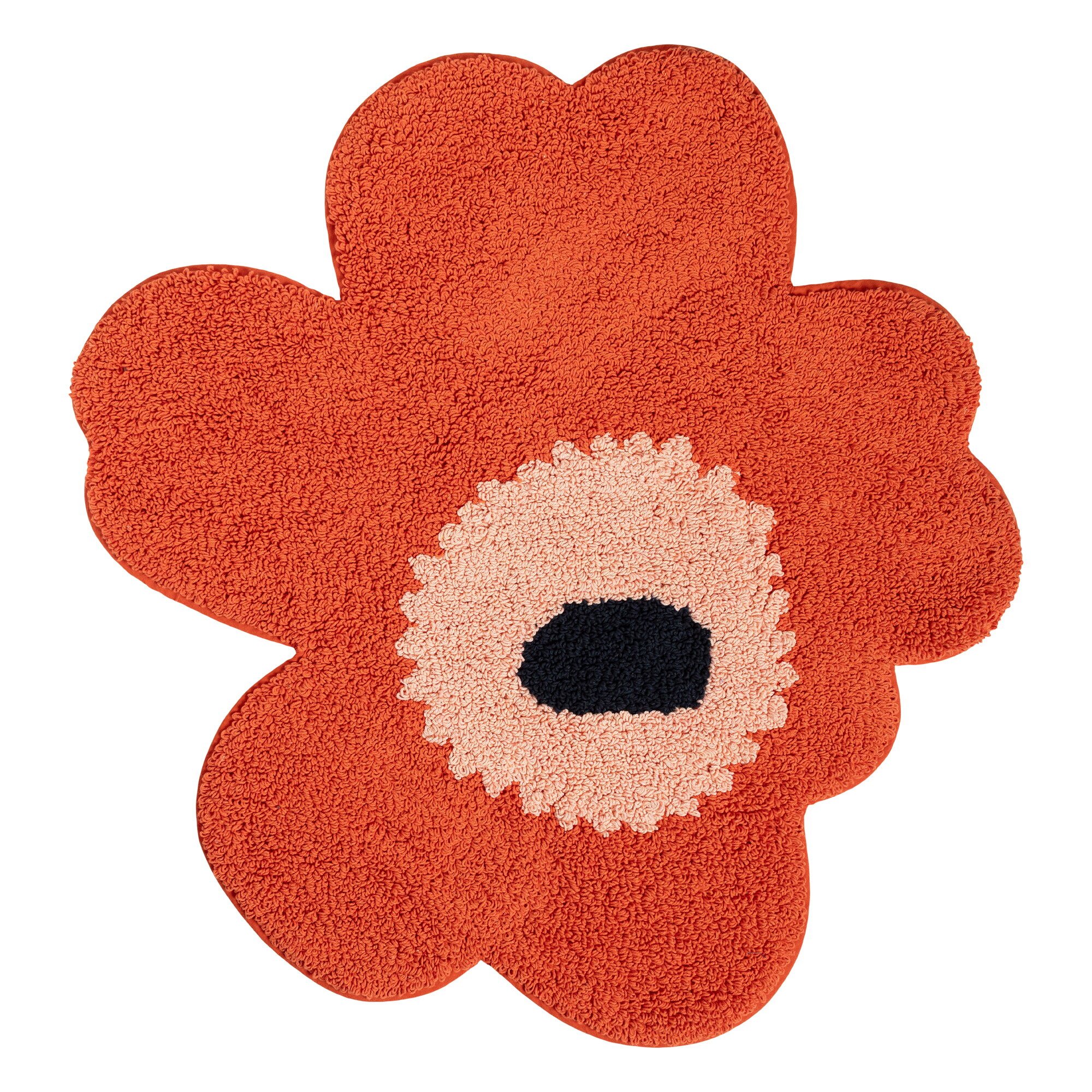 Marimekko Unikko bathroom mat, orange red-powder-charcoal