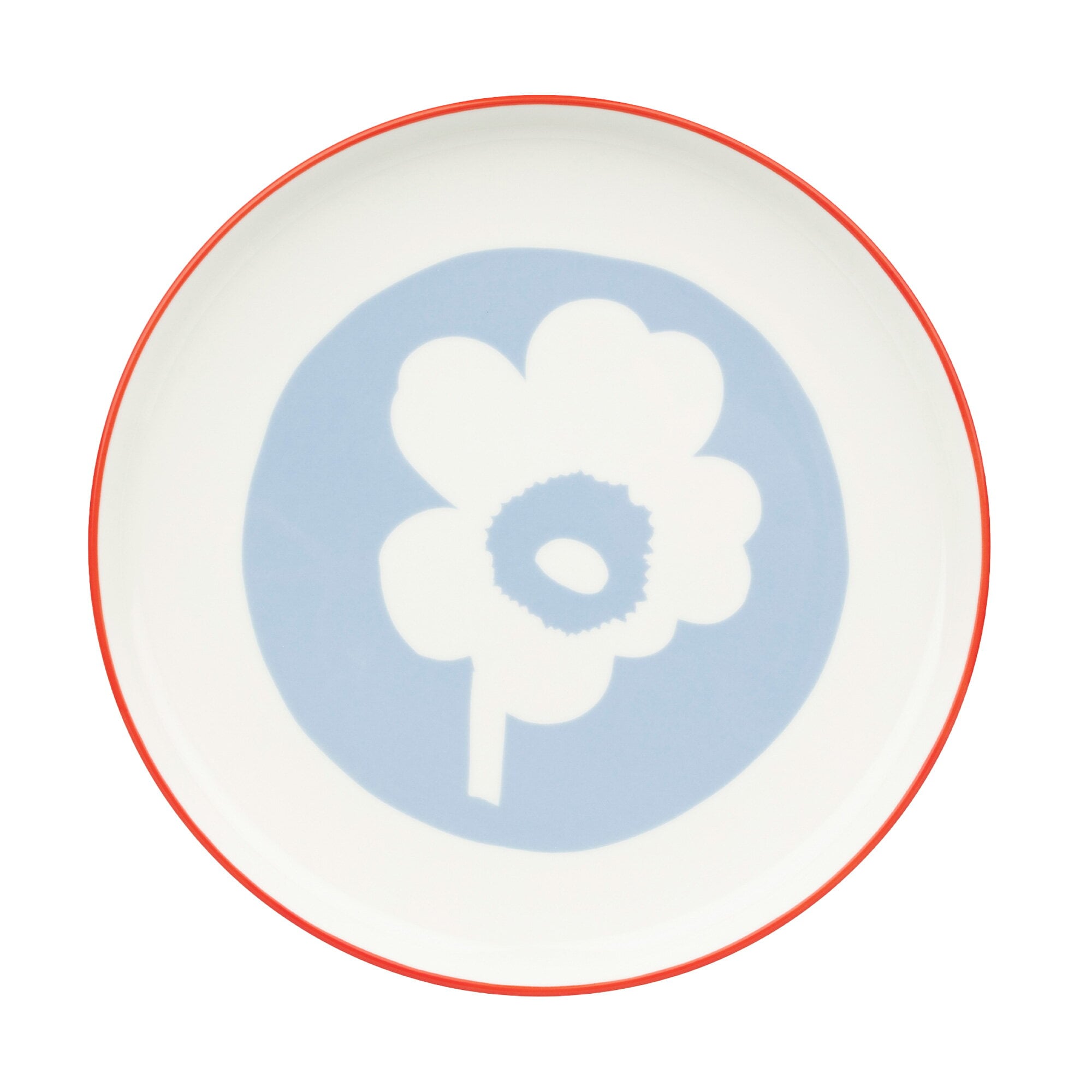 Marimekko Unikko plate, 20 cm, white - light blue - orange red ...