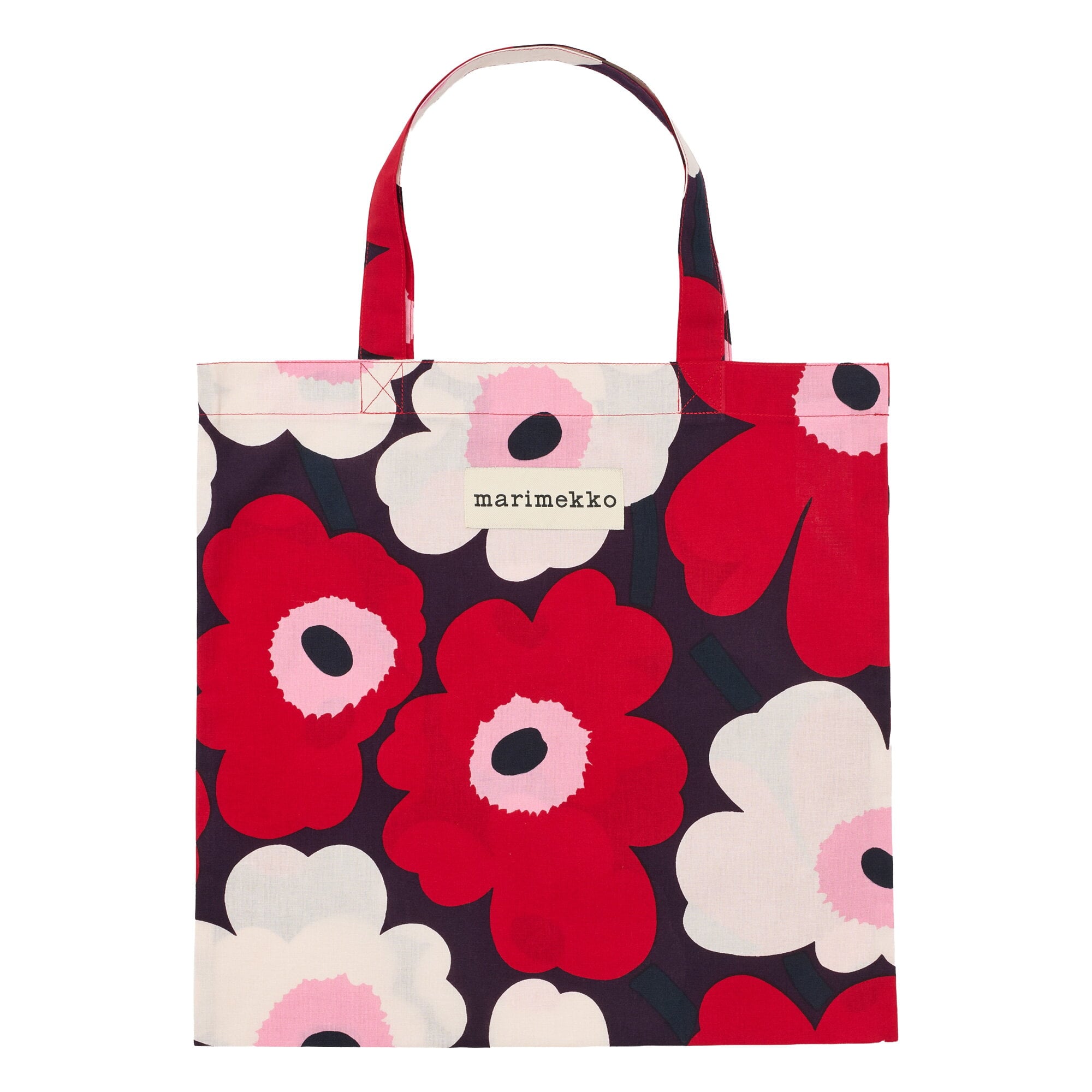 Marimekko Pieni Unikko bag, 44 x 43 cm, plum - cranberry - off