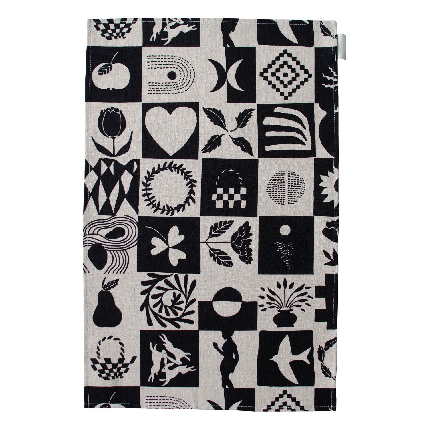 Saana ja Olli Kaukana kotoa tea towel/place mat, beige - black ...