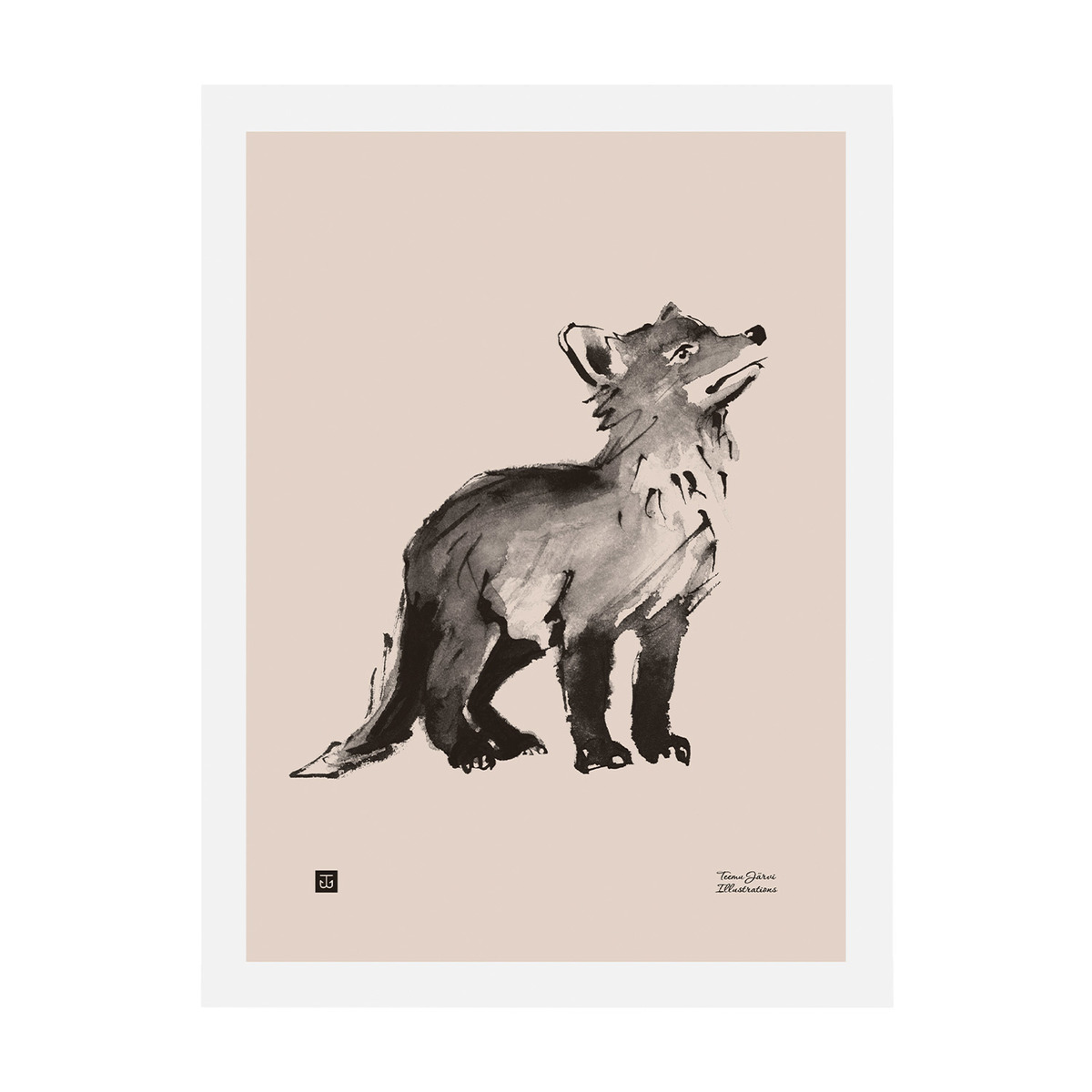 Teemu Jarvi Illustrations Fox Cub Poster 30 X 40 Cm Old Rose Finnish Design Shop