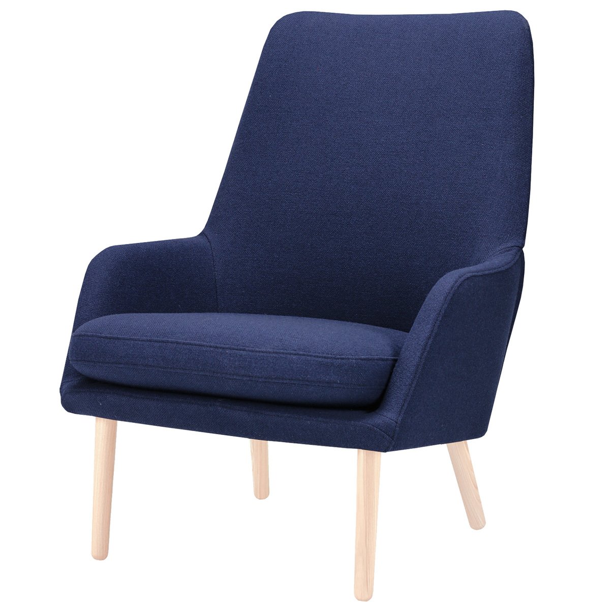 hakola day wool lounge chair dark blue  birch  finnish