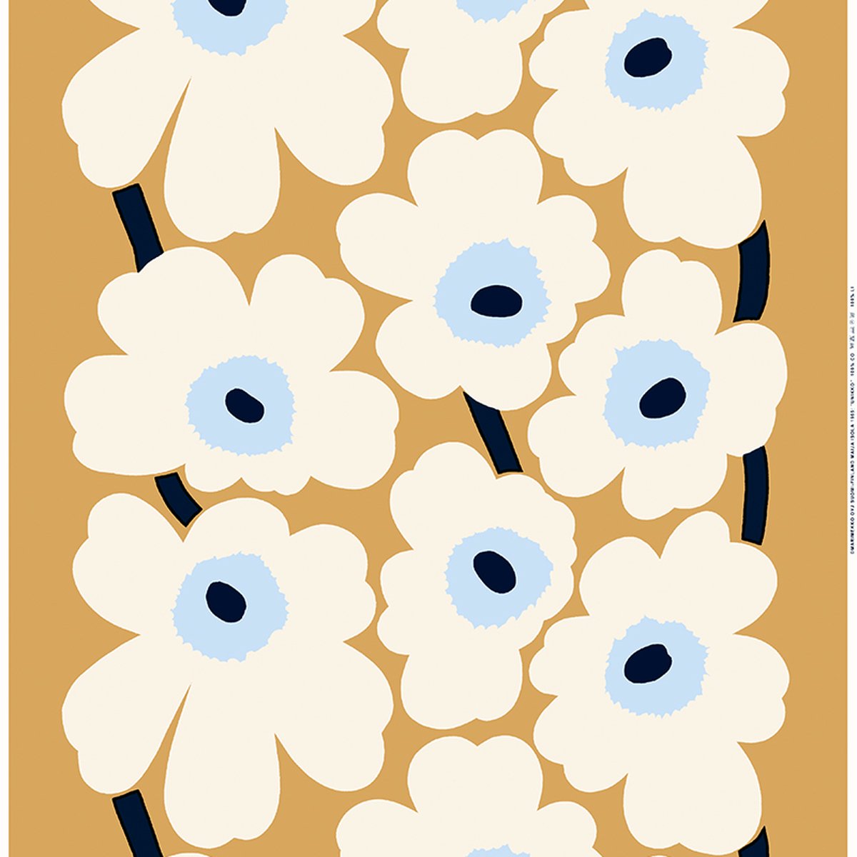 Marimekko Unikko kangas, beige-valkoinen-sininen | Käytetty design |  Franckly