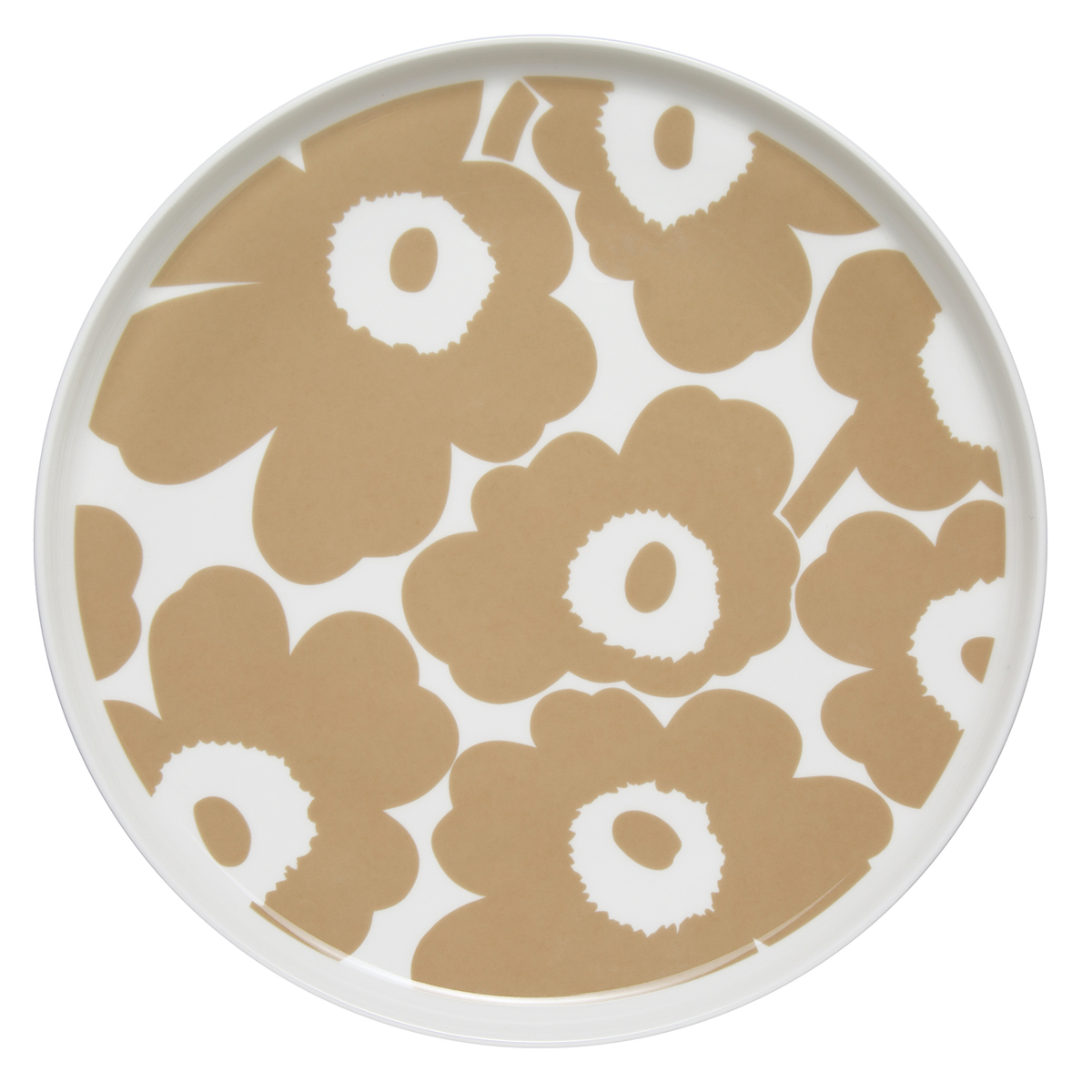 Marimekko Oiva - Unikko lautanen 25 cm, valkoinen - beige