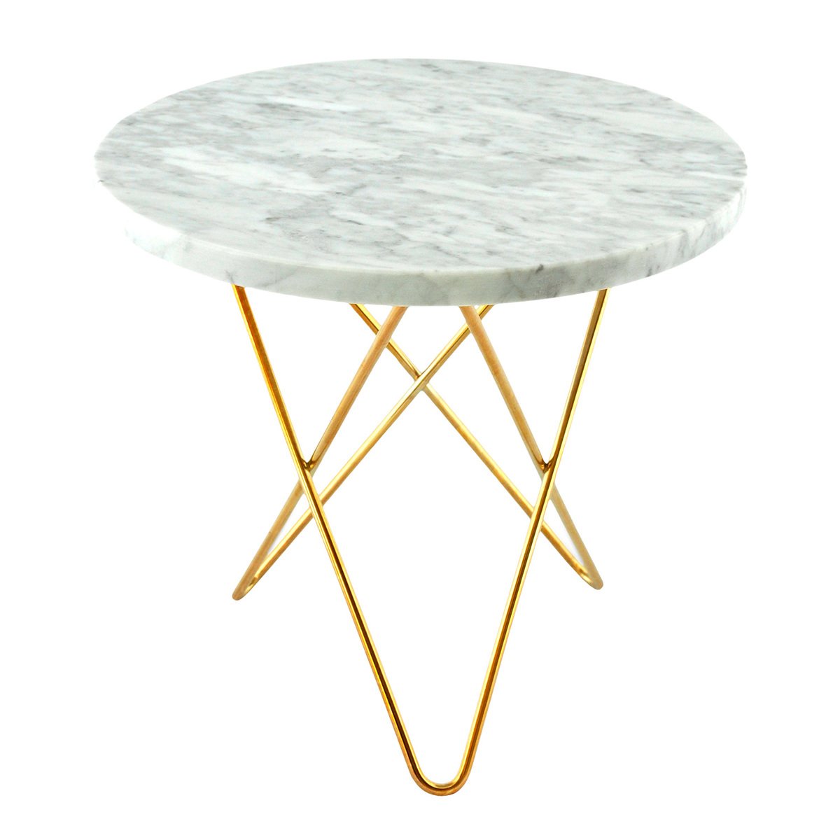 OX Denmarq Mini O pöytä, messinki - valkoinen marmori