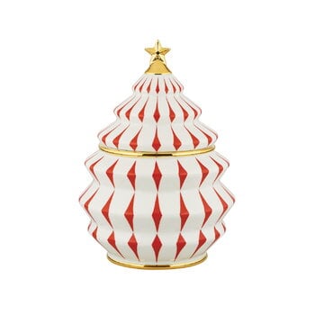 Alessi Delight Keksdose 19 x 28 cm, weiß - rot - gold, produktbild