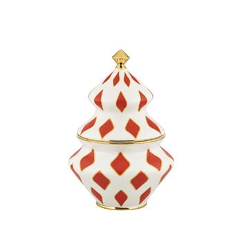 Jars & boxes, Sweet jar, 15,5 x 22 cm, white - red - gold, White