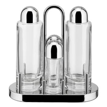 Alessi 5070 condiment set, stainless steel - crystalline glass, product image