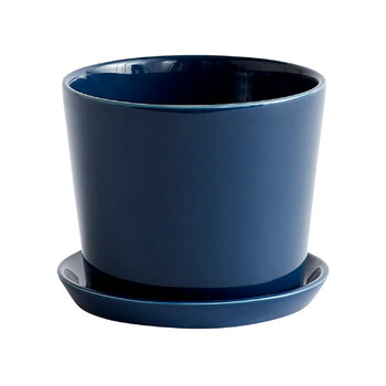 HAY Botanical Family pot and saucer, M, dark blue