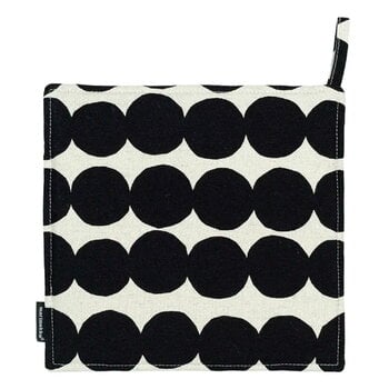 Potholders, Räsymatto pot holder, black - cotton linen, Black & white