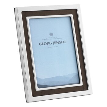 Georg Jensen Manhattan picture frame, medium, stainless steel - leather