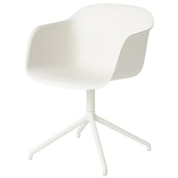 Muuto Sedia Fiber con braccioli, girevole, bianco naturale - bianco