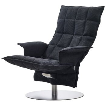 Woodnotes K chair with armrests, swivel plate base, black