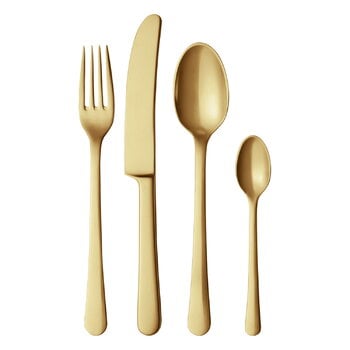 Georg Jensen Copenhagen cutlery set 16 pcs, gold colour stainless steel