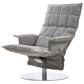 Woodnotes K chair with armrests, swivel plate base, stone/black