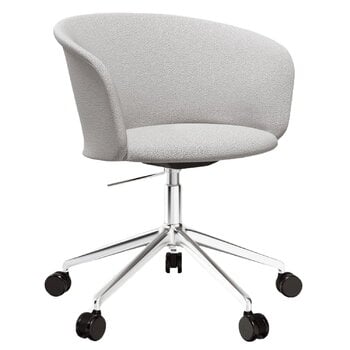 Hem Kendo swivel chair w/ castors, porcelain - polished aluminium
