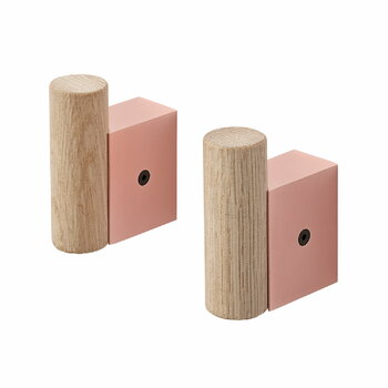 Muuto Gancio Attach, 2 pz, rosa - rovere